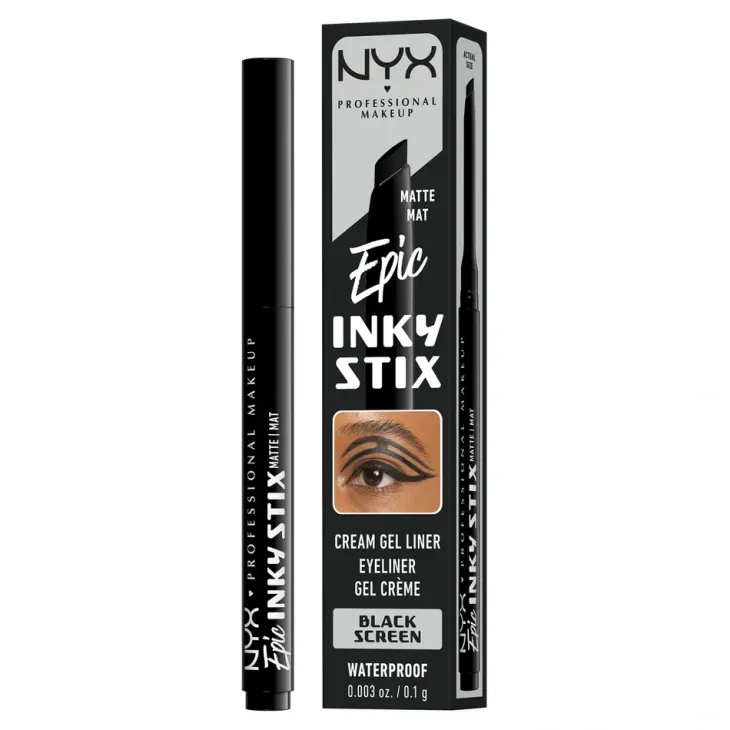 NYX Professional Makeup Epic Inky Stix wodoodporny kremowo-żelowy eyeliner w formie kredki do oczu o matowym wykończeniu 01 Black Screen 0,1 g