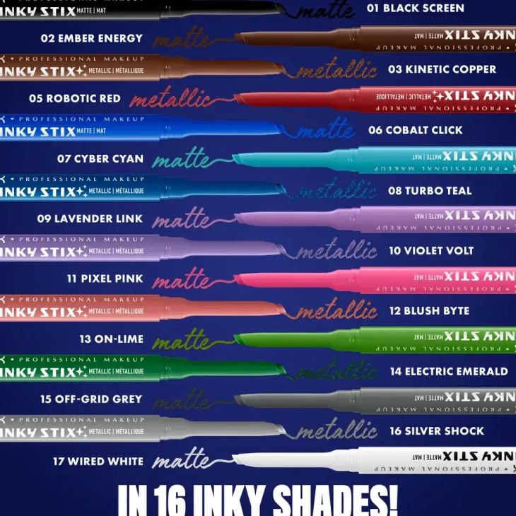 NYX Professional Makeup Epic Inky Stix wodoodporny kremowo-żelowy eyeliner w formie kredki do oczu o metalicznym wykończeniu 12 Blush Byte 0,1 g