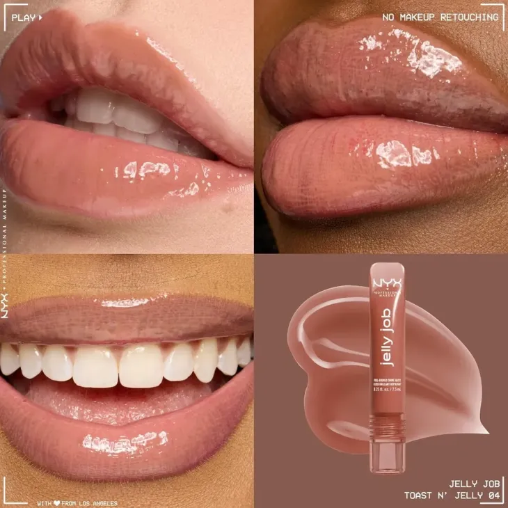 NYX Professional Makeup Jelly Job błyszczyk do ust o szklanym połysku 04 Toast n' Jelly 7,5 ml