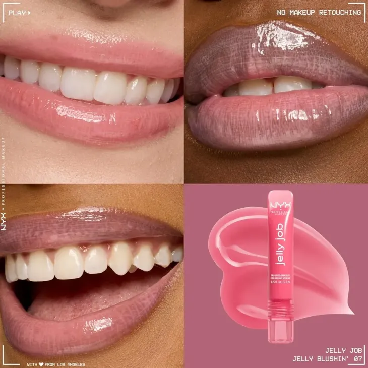 NYX Professional Makeup Jelly Job błyszczyk do ust o szklanym połysku 07 Jelly Blushin 7,5 ml