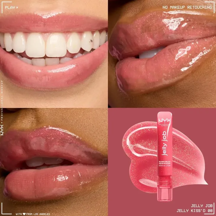 NYX Professional Makeup Jelly Job błyszczyk do ust o szklanym połysku 08 Jelly Kiss'd 7,5 ml