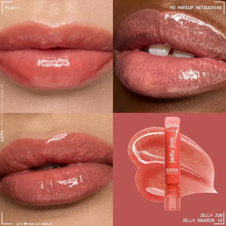 NYX Professional Makeup Jelly Job błyszczyk do ust o szklanym połysku 12 Jelly Sqeeze 7,5 ml