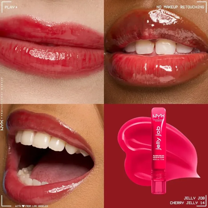 NYX Professional Makeup Jelly Job błyszczyk do ust o szklanym połysku 14 Cherry Jelly 7,5 ml