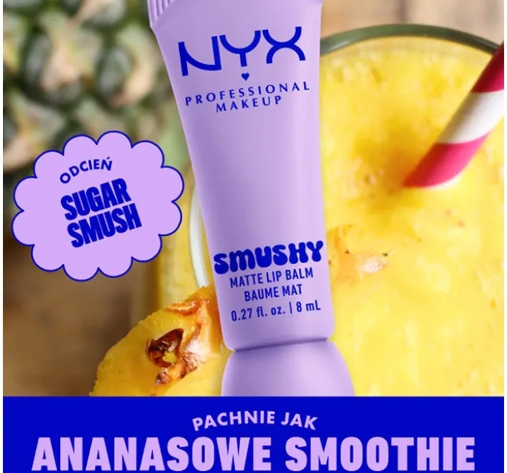 NYX Professional Makeup Smushy balsam do ust o matowym wykończeniu 01 Sugar Smush 8 ml