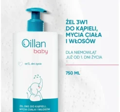 Oillan Baby żel 3w1 do kąpieli, mycia ciała i włosów 750 ml
