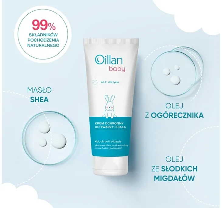 Oillan Baby ochronny krem do twarzy i ciała dla dzieci 75 ml