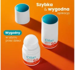 Oillan ochronny roll-on SPF50+ do twarzy i ciała dla skóry wrażliwej 50 ml