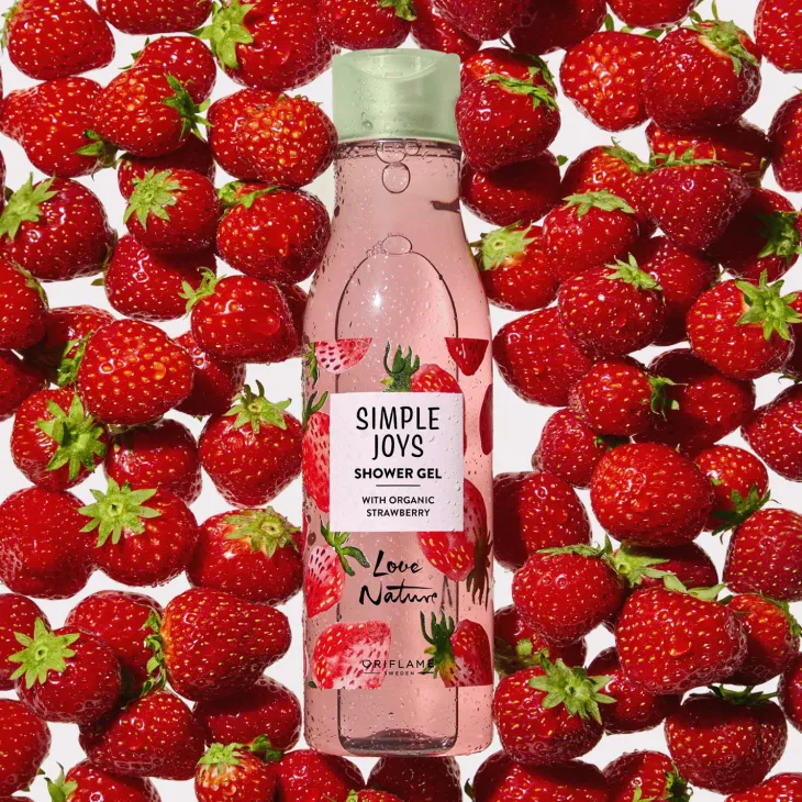 Oriflame Simple Joys Love Nature żel pod prysznic z organiczną truskawką 250 ml
