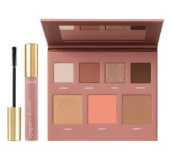 Paese Double Glow Look zestaw prezentowy do makijażu tusz do rzęs 2w1 Eyegasm Double Serum Mascara 9 ml + paleta do twarzy i oczu Get The Glow Look 16 g