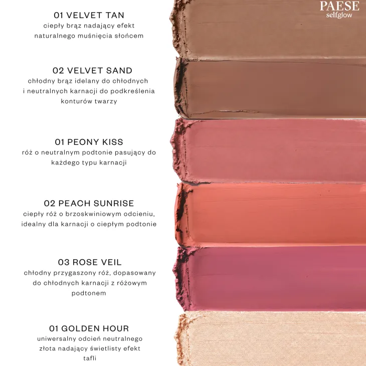 Paese SelfGlow kremowy bronzer z matowym efektem 02 Velvet Sand 8 g