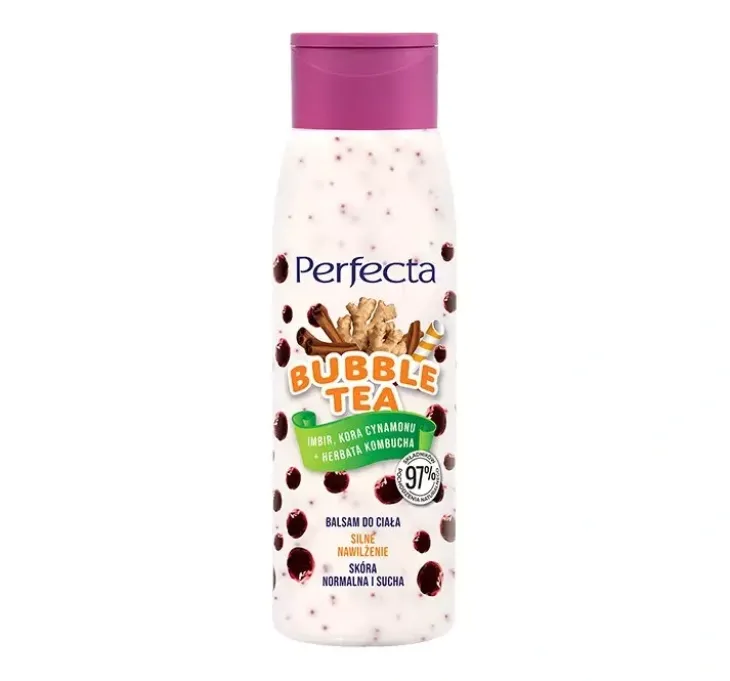 Perfecta Bubble Tea imbir, kora cynamonu + kombucha silnie nawilżający balsam do ciała 400ml
