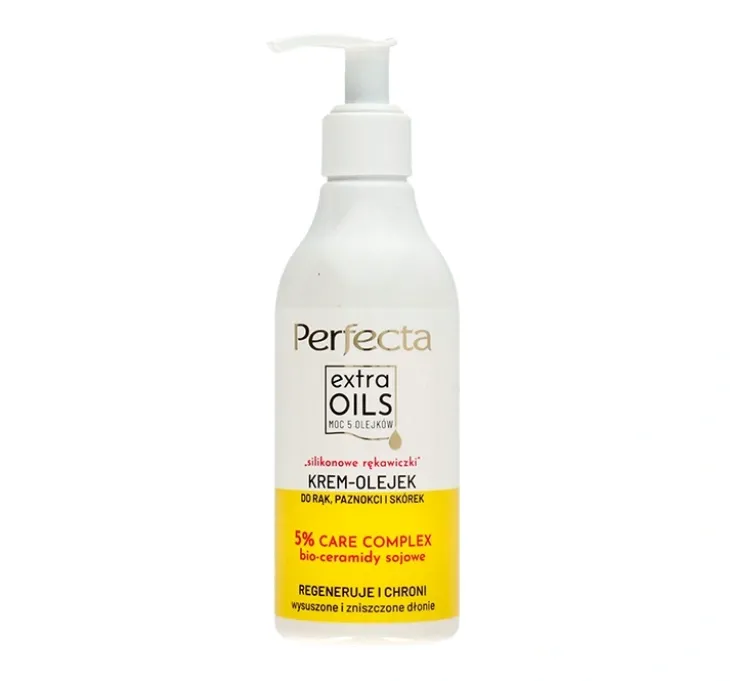 Perfecta Extra Oils "Silikonowe Rękawiczki" krem-olejek do rąk, skórek i paznokci195 ml