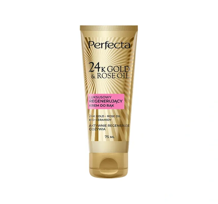 Perfecta 24K Gold & Rose Oil luksusowy regenerujący krem do rąk 75ml
