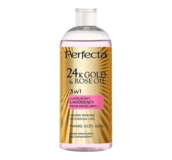 Perfecta 24K Gold & Rose Oil luksusowy łagodzący płyn micelarny 3w1 400ml