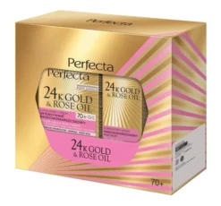 Perfecta 24k Gold & Rose Oil zestaw do pielęgnacji twarzy krem do twarzy 70+ + krem pod oczy