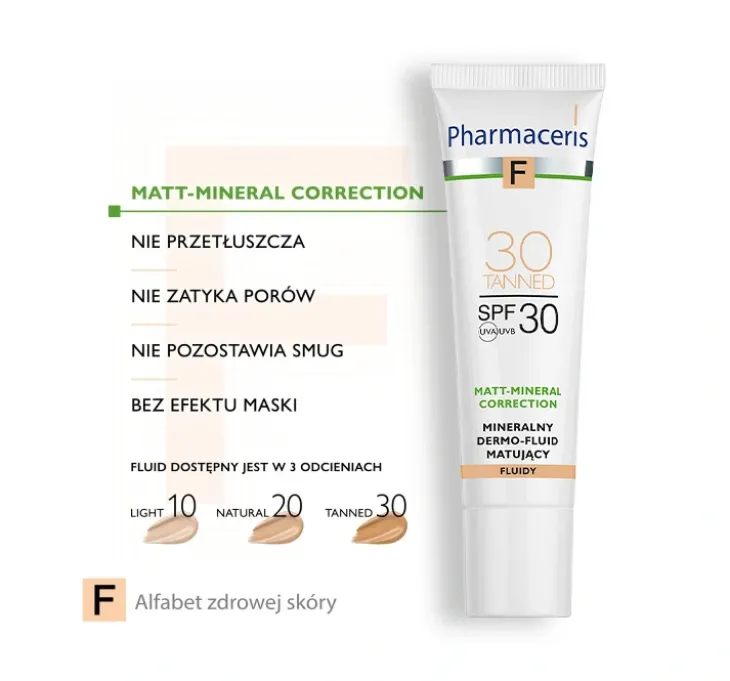 Pharmaceris F Matt Mineral Correction mineralny dermo fluid matujący SPF30 30 Tanned 30 ml