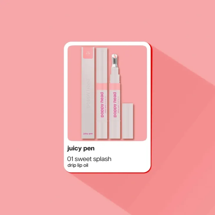 Poppy Head Juicy Pen olejek do ust z półtransparentnym kolorem i ultra-mokrym połyskiem 01 Sweet Splash 2,5 g