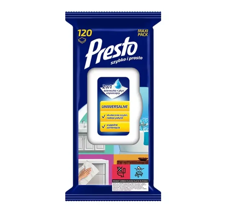 Presto nawilżane ściereczki uniwersalne 120 sztuk