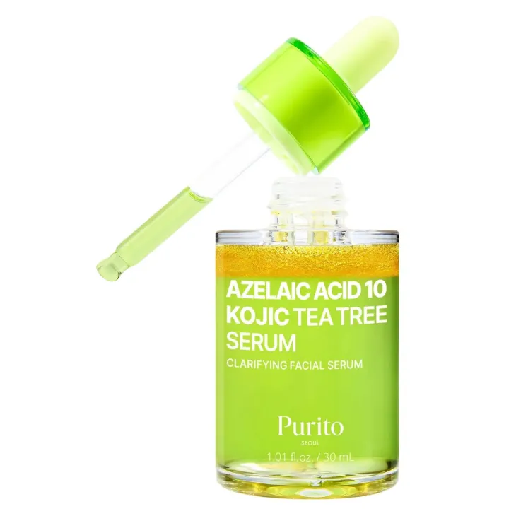 Purito Azelaic Acid 10 Kojic Tea Tree Serum rozjaśniające serum do twarzy z kwasem azaleinowym, kojowym i drzewem herbacianym 30 ml