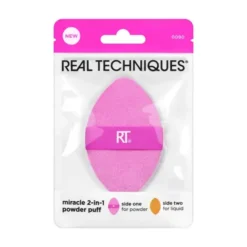 Real Techniques Miracle Powder Puff dwustronny aplikator 2w1 puszek do pudru i gąbka do makijażu