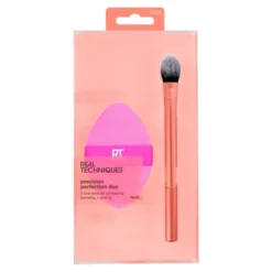 Real Techniques Perfection Duo zestaw do makijażu pędzel RT 242 Kitten Paw + dwustronny aplikator Miracle Powder Puff