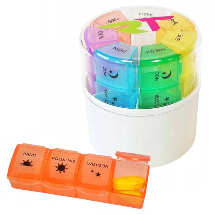 Rea Tape tygodniowy organizer na leki okrągły 4 pory dnia