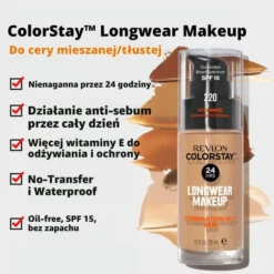 Revlon Colorstay podkład z witaminą E do cery tłustej i mieszanej SPF15 180 Sand Beige 30 ml