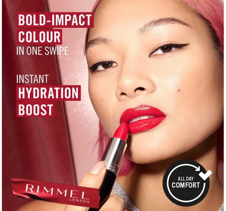 Rimmel Lasting Finish satynowa pomadka w sztyfcie 170 Alarm 4g