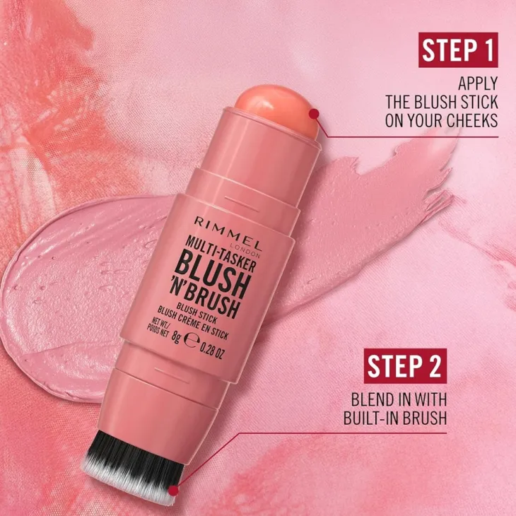 Rimmel Multi Tasker Blush 'N' Brush kremowy róż w sztyfcie 100 Cotton Candy 8 g
