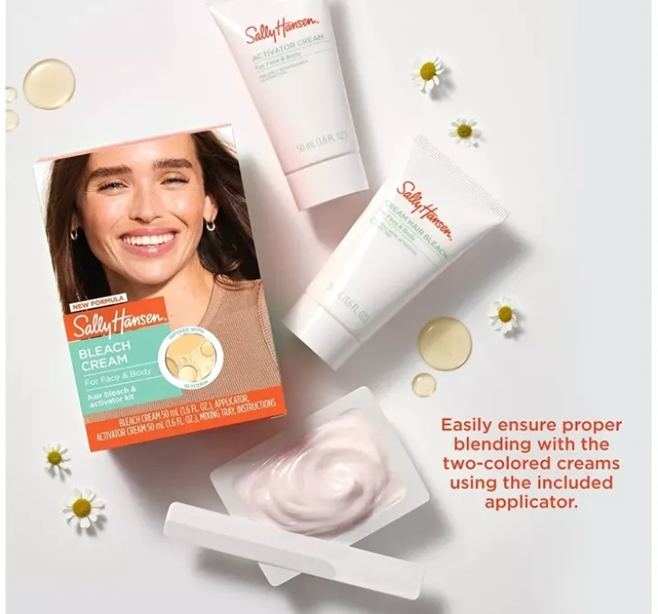 Sally Hansen zestaw do rozjaśniania włosków na twarzy i ciele krem 50 ml + aktywator 50 ml