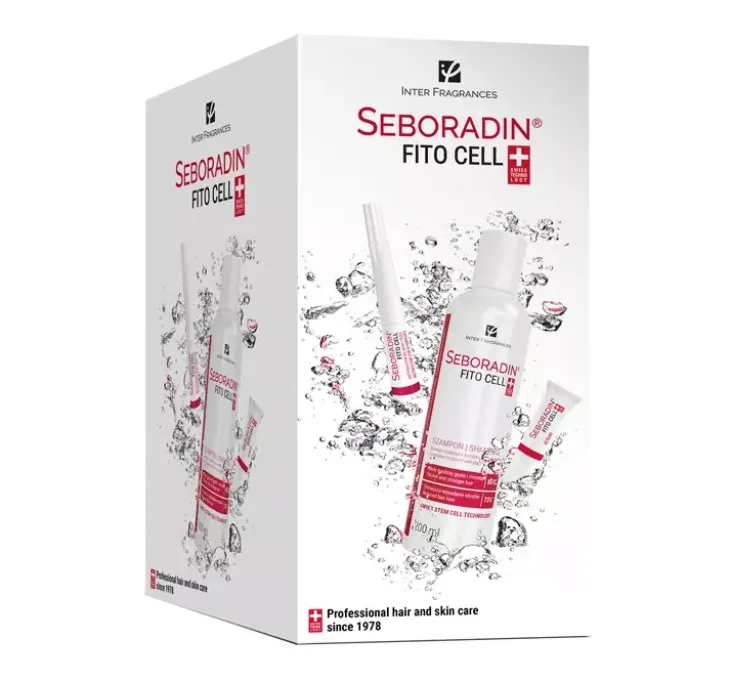 Seboradin Fitocell zestaw do włosów szampon 200 ml + serum 90 g + aktywator do brwi i rzęs 6 ml