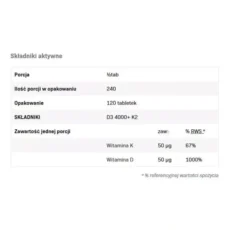 SFD D3 4000IU + K2 suplement diety 120 tabletek