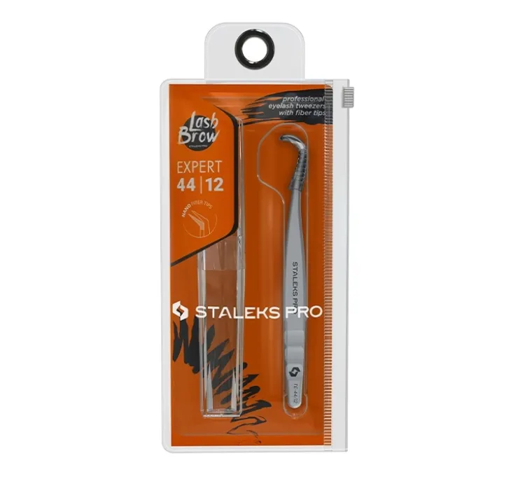 Staleks Pro Expert Lash Brow profesjonalna pęseta do rzęs z nacięciami na ostrzach TE-44/12