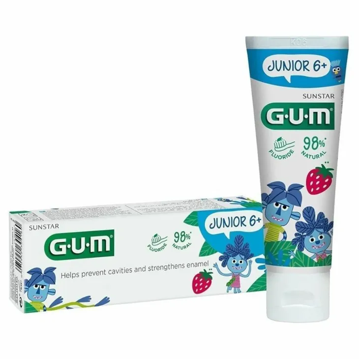 Sunstar GUM Monster Junior 6+ żelowa pasta do zębów dla dzieci o smaku truskawki 50 ml