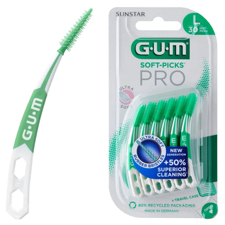 Sunstar GUM Soft-Picks PRO ultra miękkie gumowe szczoteczki międzyzębowe L 30 sztuk