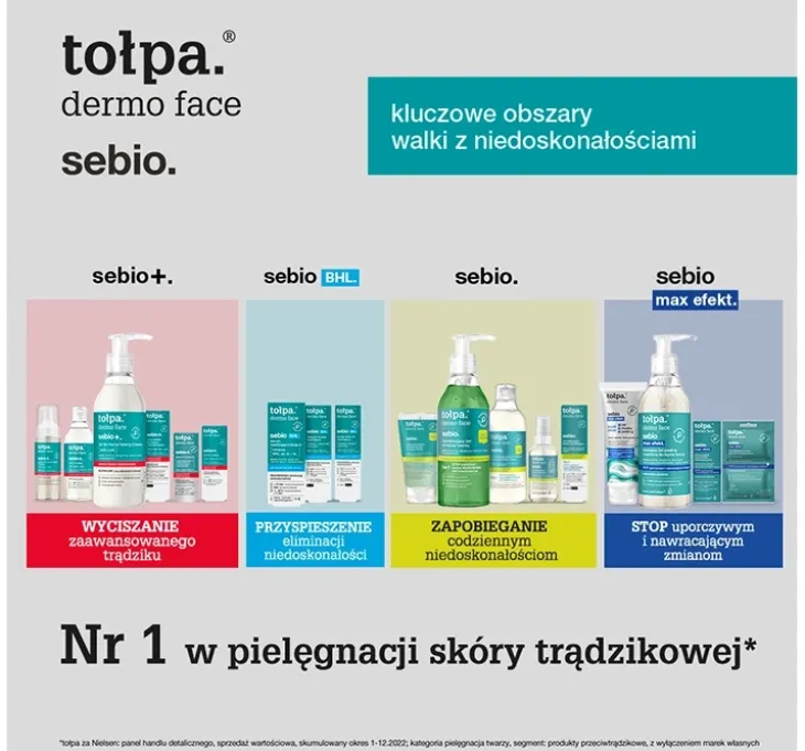Tołpa Dermo Face Sebio+ żel do mycia twarzy 2 kwasy AHA + LHA 195ml