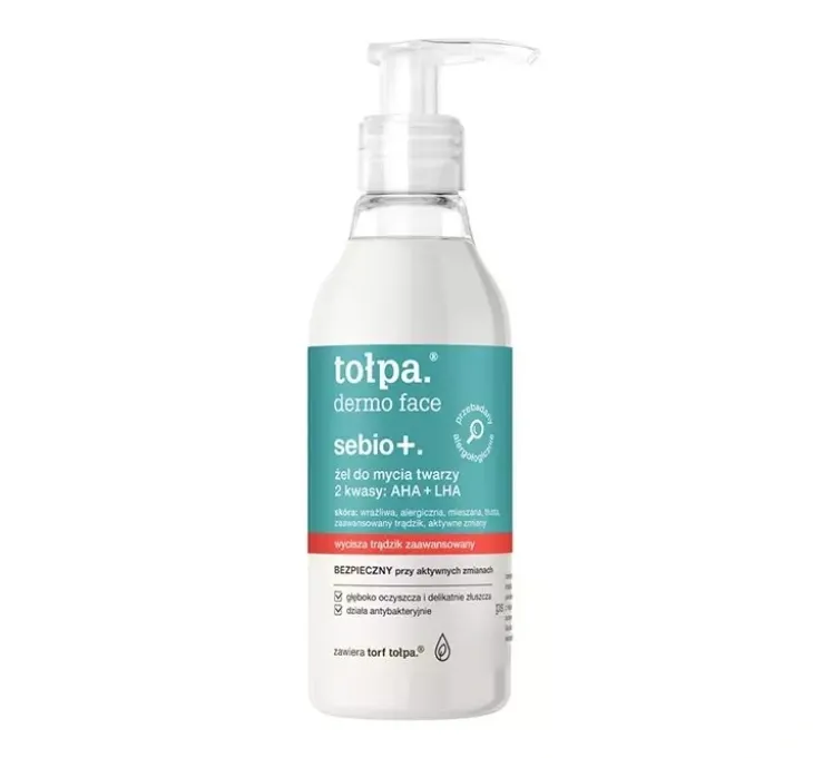 Tołpa Dermo Face Sebio+ żel do mycia twarzy 2 kwasy AHA + LHA 195ml