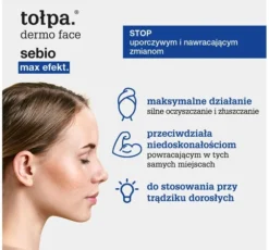 Tołpa Dermo Face Sebio Max Efekt musujący żel-peeling z kamforą do mycia twarzy 195 ml
