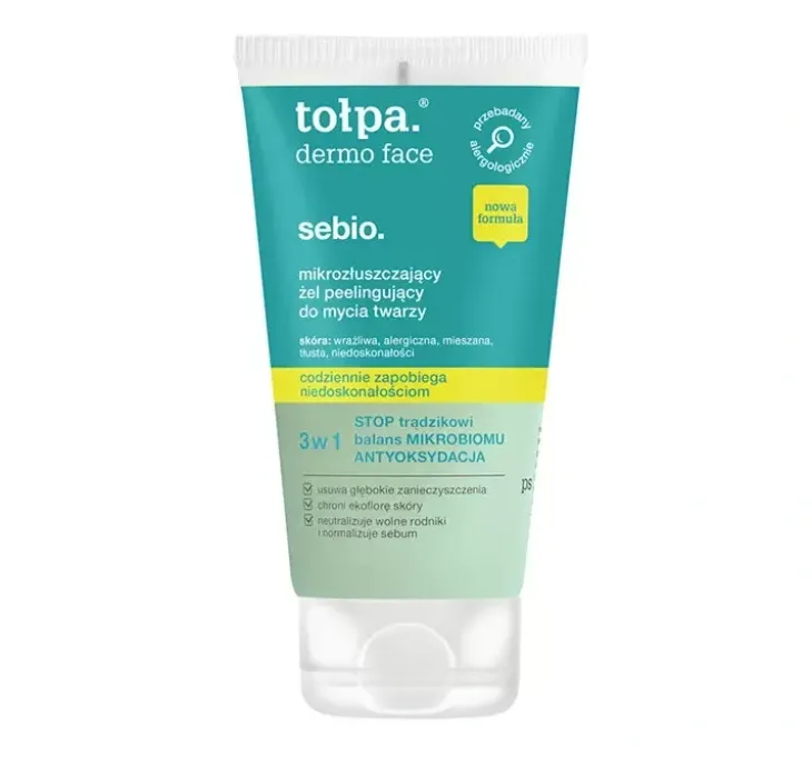 Tołpa Dermo Face Sebio mikrozłuszczający żel peelingujący do mycia twarzy 150 ml