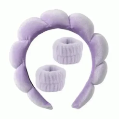 Top Choice opaska kosmetyczna frotte z opaskami na nadgarstki Fiolet