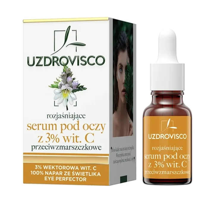 Uzdrovisco Świetlik rozjaśniające serum z 3% witaminą C pod oczy przeciwzmarszczkowe 15ml