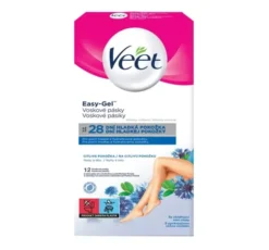 Veet Easy-Gel plastry z woskiem do depilacji skóry wrażliwej 12 sztuk