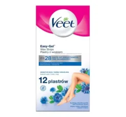 Veet Easy-Gel plastry z woskiem do depilacji skóry wrażliwej 12 sztuk