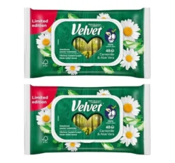 Velvet Camomile & Aloe Vera nawilżany papier toaletowy 2x48szt