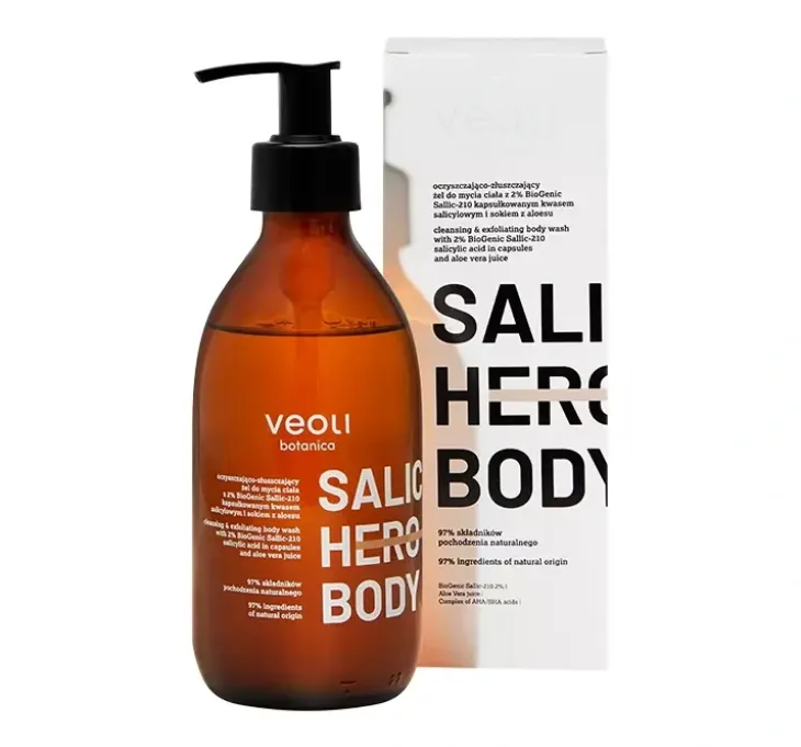 Veoli Botanica Body Salic Hero Body oczyszczająco-złuszczający żel do mycia ciała 280 ml