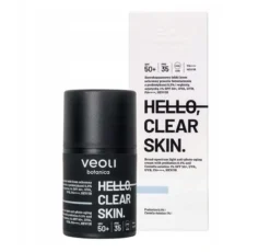 Veoli Botanica Hello, Clear Skin szerokopasmowy lekki krem ochronny SPF50+ z 0,5% prebiotykami i 1% CICA 50 ml