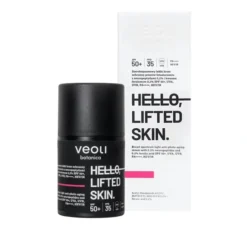 Veoli Botanica Hello, Lifted Skin szerokopasmowy lekki krem ochronny SPF50+ z 0,2% neuropeptydami i 0,2% kwasem ferulowym 50 ml