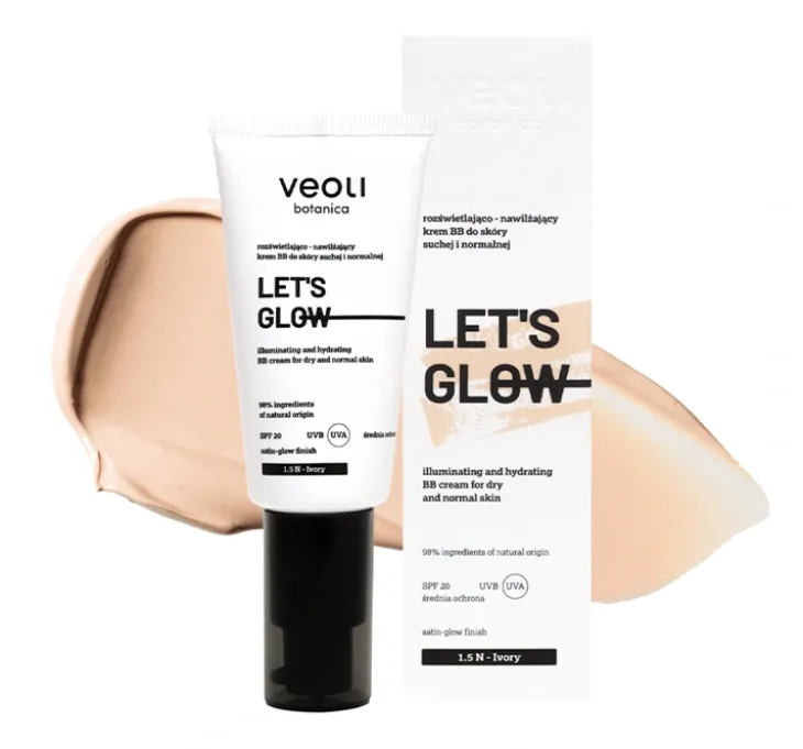Veoli Botanica Let's Glow rozświetlająco-nawilżający krem BB do cery suchej i normalnej SPF20 1.5 N Ivory 30 ml