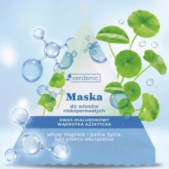 Verdenic maska do włosów niskoporowatych w saszetce Kwas Hialuronowy i CICA 25 ml