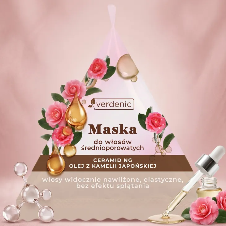 Verdenic maska do włosów średnioporowatych w saszetce Ceramid NG i Olej z Kamelii 25 ml